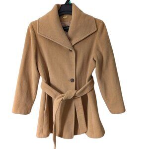 Ellen Tracy Wool Angora Blend Trench Coat With Belt Camel Size 6